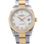 ロレックス デイトジャスト SS/K18YG ランダムシリアル ルーレット 126203 ROLEX 腕時計 白文字盤 【安心保証】