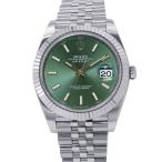 ロレックス デイトジャスト41 SS/K18WG ランダムシリアル ルーレット 126334 ROLEX 腕時計 ミントグリーン文字盤 【安心保証】