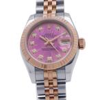 ロレックス デイトジャスト SS/K18PGピンクゴールド V番 179171G ROLEX 腕時計 バイオレット文字盤 10Pダイヤ レディース 【安心保証】