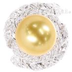 パール リング ゴールデンパール ダイヤモンド 0.85ct K18WGホワイトゴールド リングサイズ約11.5〜12号 ジュエリー 指輪 ダイヤモンド