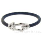 フレッド ブレスレット フォース10 LM K18WGホワイトゴールド サイズ16 0B0005 FRED レザーケーブル ネイビー ジュエリー