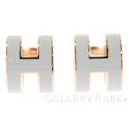 エルメス ピアス ポップアッシュ ホワイト×ピンクゴールド金具 POP H Hモチーフ HERMES アクセサリー