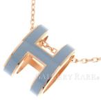 エルメス ネックレス ポップアッシュ ブルー・シャルドン×ピンクゴールド金具 Hモチーフ HERMES ペンダント