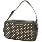 ミュウミュウ ポーチ スタッズ ブラック レザー 5ARH02 MIUMIU ポシェット 化粧ポーチ アクセサリーポーチ