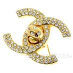 シャネル ブローチ ココマーク ラインストーン CC ターンロック 96A CHANEL アクセサリー  ピンブローチ