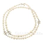 シャネル ネックレス フェイクパール ロングネックレス A11C CHANEL ラインストーン ココマーク