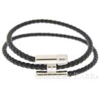 エルメス ブレスレット トゥルニ トレッセ ブラック×シルバー金具 T3 Tournis tresse アクセサリー 二連