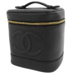 シャネル バニティバッグ ココマーク キャビアスキン 縦型 A01998 CHANEL バッグ 化粧ポーチ 黒 安心保証