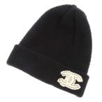 シャネル ニット帽 ココマーク カシミヤ CHANEL 帽子 黒 :6248062