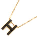 エルメス ネックレス ポップアッシュ ブラック/ピンクゴールド金具 HERMES Pop H ポップH アクセサリー 黒 安心保証