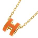 エルメス ネックレス ミニ・ポップアッシュ オレンジ/ゴールド金具 HERMES Pop H アクセサリー ポップH