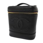 シャネル バニティバッグ ココマーク キャビアスキン 縦型 A01998 CHANEL 化粧ポーチ コスメポーチ 黒 安心保証