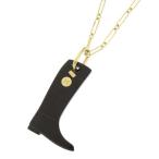 エルメス ネックレス アミュレット カヴァリエGM ブーツ ブラック/ゴールド金具 バッファローホーン アクセサリー