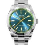 ロレックス ミルガウス グリーンガラス ランダムシリアル ルーレット 116400GV ROLEX 腕時計 Zブルー文字盤