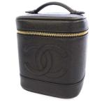 シャネル バニティバッグ ココマーク キャビアスキン 縦型 A01998 CHANEL バッグ 化粧ポーチ 黒 安心保証