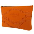 エルメス フラットポーチ ネオバン MM ウェーブ パンチング オレンジ/ブラック金具 HERMES 小物入れ 化粧ポーチ