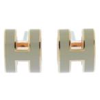 エルメス ピアス ミニ・ポップアッシュ ベージュ/ピンクゴールド金具 Hモチーフ HERMES ポップH