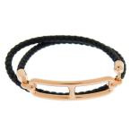 エルメス ブレスレット ルリ ドゥブルトゥール ブラック/ピンクゴールド金具 スイフト サイズT2 HERMES 黒