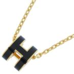 エルメス ネックレス ミニ・ポップアッシュ ブラック/ゴールド金具 HERMES Pop H アクセサリー ポップ H 黒