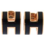 エルメス ピアス ミニ・ポップアッシュ ブラック/ピンクゴールド金具 Hモチーフ HERMES Pop H ポップH 黒