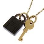 エルメス ネックレス アミュレット パドロックPM ブラック/ゴールド金具 バッファローホーン HERMES 安心保証