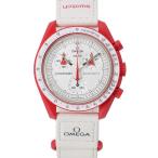 スウォッチ オメガ コラボ  MISSION TO MARS SO33R100 Swatch 腕時計 白文字盤 【安心保証】