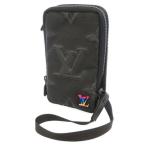 ルイヴィトン ポーチ 3Dモノグラム ダブル・フォン ポーチ M80141 LOUIS VUITTON ヴィトン メンズ 黒