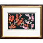 中島千波 「 梅花 」 花の瞬間(とき)より オリジナル 木版画　　　版画 絵画 日本画 冬 早春 赤 ピンク うめ ウメ 送料無料