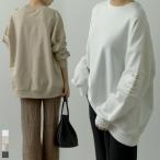 スウェット レディース 裏毛 トレーナー トップス プルオーバー 長袖 袖ロゴパッチ チュニック丈 アウトシーム 2021春