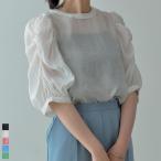 シアートップス カットソー パワーショルダー カラートップス クルーネック 春夏 春 夏
