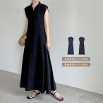 フレアワンピース レディース ワンピース ポロワンピース ポロシャツワンピース キーネック フレンチスリーブ 低身長 高身長 春夏