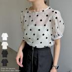 ドットブラウス レディース 半袖ブラウス シアートップス ブラウス トップス シャツ パフスリーブ 2024春夏 2024S/S 2024SS
