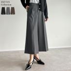 ガウチョパンツ ボトム レディース フルレングス ワイドパンツ ストレッチ 2025春夏 低身長 高身長 リエディ