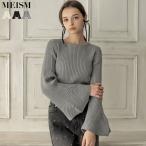 ショッピングリエディ トップス ニット セーター レディース 3色 M/L リブニット クルーネック フレアスリーブ オケージョン セレモニー MEISM 2025秋冬