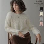 ショッピング体型カバー ニット トップス セーター 長袖 レディース 4色 M/L シャギー クルーネック ショート丈 カラーニット 体型カバー  2025-26秋冬先行受注会