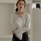 ショッピングリエディ トップス ニット セーター 長袖 レディース 2色 M/L リバーレース 袖レース 肉厚 着回し ニットプルオーバー 2025秋冬 MEISM