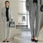 ショッピングリエディ パンツ スラックス テーパード レディース 2色 低身長 高身長 ツイード オケージョン春夏