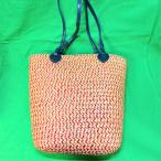 ストローバッグ オレンジ カゴバッグ リゾート トートバッグ 夏 旅行