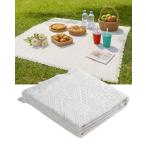 LIFANDY レジャーシート ピクニックシート ピクニックマット 布製 1人*4人用 折りたたみ おしゃれ キャンプ ブランケット picnic mat コンパクト A (ホワイト, 1