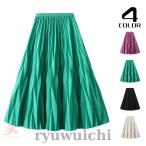 ショッピングレディ 夏 マキシ丈スカート 夏 レディース ロングスカート スカート プリーツスカート ウエストゴム 無地 通勤 30代40代50代
