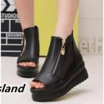 ブーツサンダル サマーブーツ オシャレサンダル オープントゥ ブーツサンダル フラットシューズ 美脚 ブーツ レディース靴