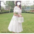 ショッピングレディ 夏 夏秋ワンピース 無地 ロリータ 白ワンピ レディース 可愛い 姫様 ロリータ風ワンピ ゴスロリ 日系女子中高生 クラシカル ゴシック ミディアム丈