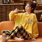 パジャマワンピース レディース 長袖 かわいい 秋 冬 部屋着 ピース 韓国風 寝巻きカジュアルルームウェア レディース 冬 ルームウェア もこもこ ワンピース