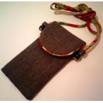 携帯ケース 携帯電話・メガネポーチ 肩掛け式 竹炭 らくらくスマートフォン