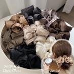 サテンビッグシュシュ ヘアゴム ボリューム フリル 髪飾り ヘアアクセ ヘアアクセサリー シュシュ ヘアゴム シンプル 結婚式 パーティー トレンド リボン