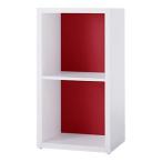 木製収納庫 ストレージＧＲ グリッド　カラーマルシェ ２段基本ユニット GR-0408 トマトレッド他　Garage