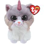ビーニーブーズ ty 〔アシャー〕ネコ L サイズ 猫 グレー ピンク 角 動物 ぬいぐるみ Beanie Boo's