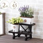花台 フラワーラック 軽い おしゃれ 屋外 プランタースタンド 簡単組立 フラワースタンド 2段 幅45cm  軽量 ラック プラスチック
