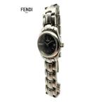 【M】FENDI フェンディ 腕時計 クォーツ 黒文字盤 デイト カレンダー付き ロゴ ローマン シルバー 210L/mo-A-214-5931-26.5/正規品/本物/ブラック文字盤/上品