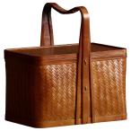 garuda雑貨★ナチュラル手作りかごバッグ 手編みバック　自然素材バスケット　竹かご　良品　30×19×32cm  品番1526